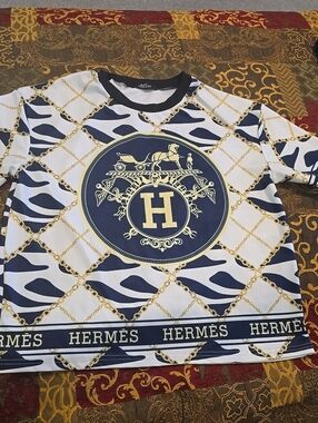 Designer Inspired Navy & White Logo Tee